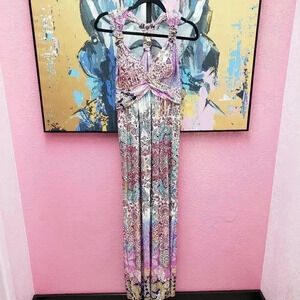 Shoreline Halter Neck Multi Print Maxi Dress